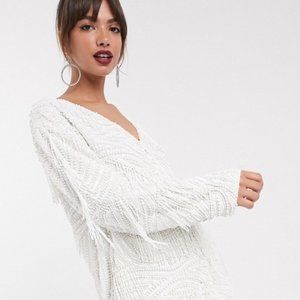 ASOS EDITION beaded fringe oversized jacket